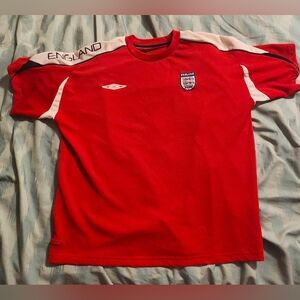 England Football Vintage Rare Umbro Training Soccer Jersey Red Men's Size Large
